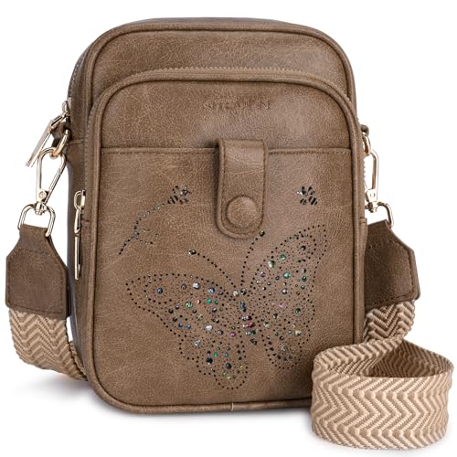 KITEVIUN Crossbody Bags for Women Leather Crossbody Purse Small Shoulder Phone Purse with Adjustable Strap & RFID Card Slots - color: 08-sandy Brown