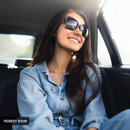 FEISEDY Polarized Women Square Sunglasses Sparkling Composite Shiny Frame B2289 - color: 2 Black/Fade Smoke