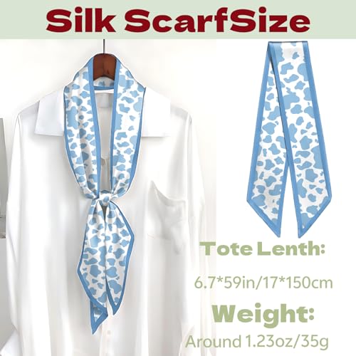 Head Hair Scarf Neck Silk Feeling Scarves Long Thin Satin Fashion Handbag Cute Decoration Women Girls 59 * 6.7'' - color: O-14-blue