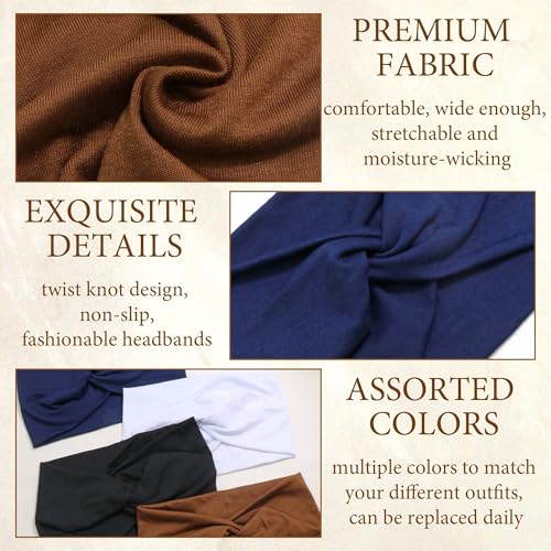 4 Pack Bandana Headbands for Women Large Turban Head Wraps Wide Headband Twist Knot Head Band Scarf Criss Cross Cute Hairband Workout Hair Wrap Fashion Turban Headband for Women’s Hair - color: Style 116