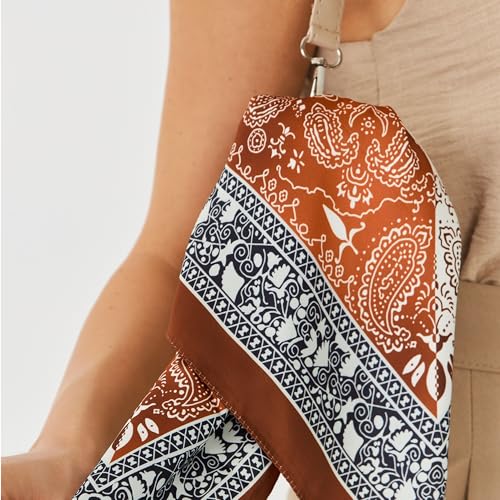 dscarf Womens Neck Scarf 21"x21" Small Square | Headband Scarf Ethnic Bandana Head Scarf Flowering Breathable Lightweight - color: Ethnic Design 6