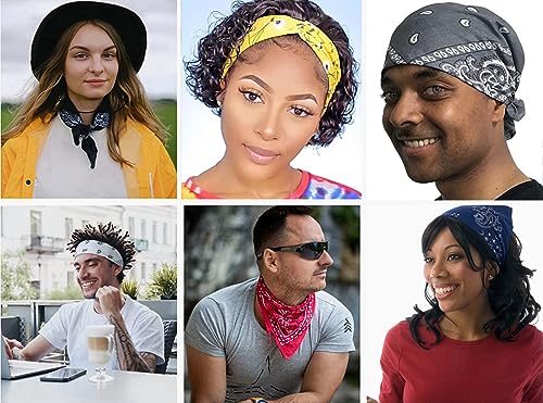 Gift Packaging Bandana for Men Women - 100% Cotton, Paisley, 22x22 In, 1 Pack - Large Bandanna Handkerchief Cowboy Hanky - color: Grey