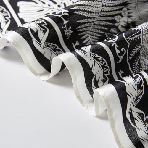 100% Mulberry Silk Neck Scarf 21''x21'' Small Square Hair Scarf for Women Men Lightweight Bandana Envelope Package - color: Grass- Black