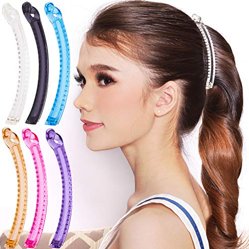 RC ROCHE 6 Pcs Banana Hair Clip Thin Hair Fine Ponytail Maker No Slip Small Claw for Women Secure Grip Jaw Clamp Cute Strong, Medium Transparent Multicolor - color: Transparent