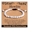468Handmade Adjustable Natural Gemstone Crystal Bracelet Healing Power Energy Inspirational Gifts with Card for Unisex - color: 02-Howlite(Good Sleep), size: 6mm
