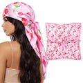 AWAYTR 35” Square Satin Head Scarf Hair Scarf for Women's Hair Silk Bandana for Women Silk Head Wrap for Sleeping - color: Cherry Pink