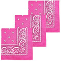 MDSTYLE 100% Cotton Bandana for Men & Women 22" x 22" Paisley Pattern Handkerchief Headband Scarf - color: Hot Pink - 3 Pack