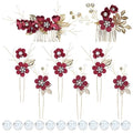 inSowni 20 Pack Classic White Dusty Pink Blue Flower Bridal Wedding Hair Side Combs+U-shaped Flower Hair Pins+Twist Spiral Pearl Hair Pins Pieces Headpieces Accessories for Brides Bridesmaids Women - color: Wine Red