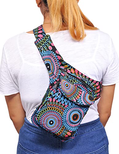 The Collection Royal Handmade Festival Waistpack Boho Hippie Waist Bag Hip Bum Running Belt Fanny Pack Travel Utility Belt (Blk+Blu+Prpl) - color: Blk+Blu+Prpl