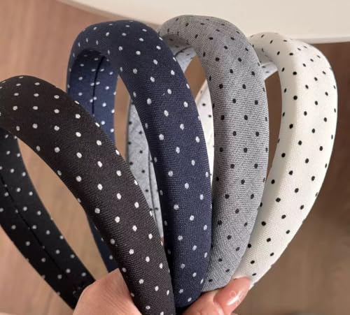 Huachi Polka Dot Headbands for Women Non Slip Trendy Headbands for Women’s Hair Cute Headband for Girls, Elastic Hair Bands for Womens Fashion Accessories for Women 4PCS - color: Polka Dot