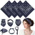 PLULON Bandanas for Men Women 4/12/24/30 Pack, Paisley Pattern Bandana Bulk Headbands Handkerchief Face Mask 100% Polyester - color: Navy Blue