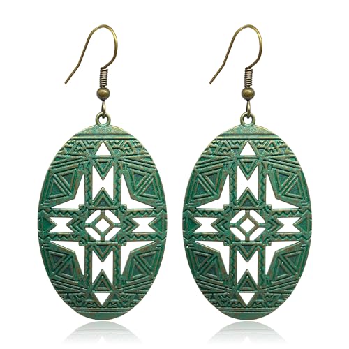 KaFu Boho Earrings For Women Vintage Unique Gypsy Ethnic Dangle Drop Earrings Handmade Bohemian Carved Texture Round Statement Earrings Jewelry Gifts - color: Boho-11
