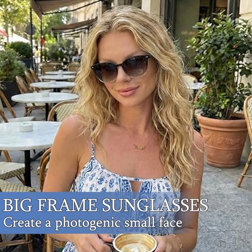 Myiaur Polarized Sunglasses for Women, Trendy Square Shades with UV400 Protection Sun Glasses for Daily (2 Pack) - color: A02 Black+fadebrown