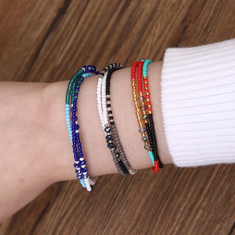 SUMMER LOVE Boho Bohemian Beaded Anklet Bracelets for Women Unique Colorful Pretty Beach Anklet,Handmade - color: Color 9#