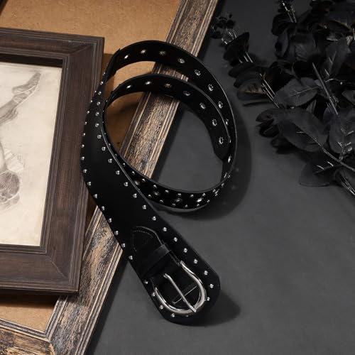MILAKOO Vintage Punk Leather Waist Belt for Women 80s Goth Costume Cinch Belts Ladies Western Belt for Jean - color: B1: Black