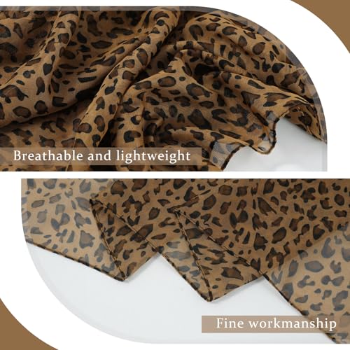 E-Clover Unique Fashion Women's Scarf Chiffon Sheer Scarves for Women Lightweight - color: Brown Leopard Print