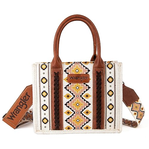 Wrangler Tote Bag for Women Western Purse and Aztec Satchel Handbag - color: Angel White M