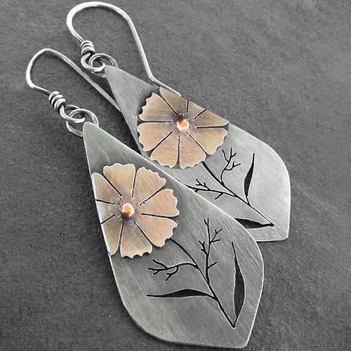 Boho Earrings, Statement Earrings, Teardrop Sunflower Earrings, Dangle Ethnic Earrings for Women, Handmade Bohemian Trendy Boho Vintage Jewelry - style: Flower