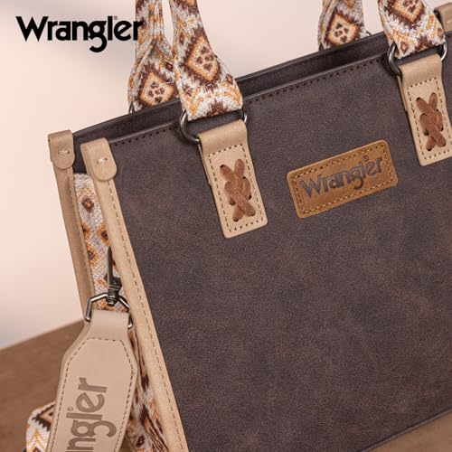 Montana West Wrangler Tote Bag for Women Aztec Western Retro Purse Top Handle Handbags - color: B-aztec-coffee