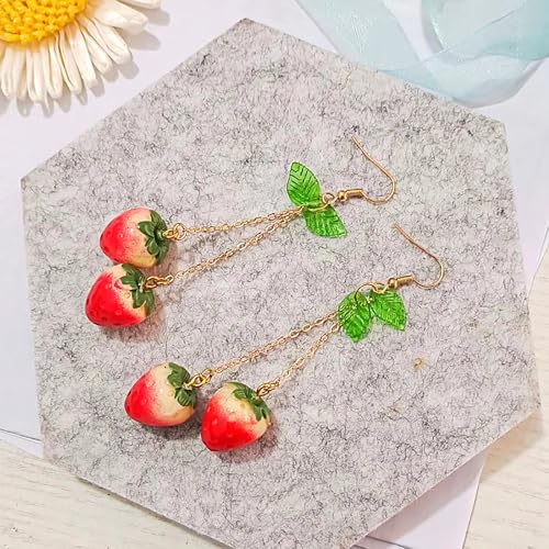 Cute Strawberry Earrings for Women-3D Acrylic Strawberry Drop Dangle Earring Costume Accessories Halloween Christmas Party Jewelry - style: Dangle