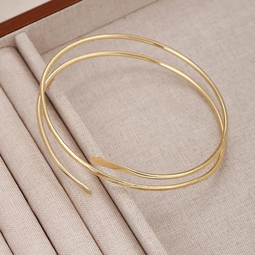 YVVLEE 3Pcs Arm Cuff for Women Open Upper Coil Bangle Bracelets Armlet Gold Silver Adjustable Armband Arm Bracelet Set - color: A