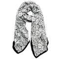 Long Silk Like Scarf Lightweight Satin Scarves Large Sunscreen Shawl Wrap for Women - color: 022.flowers Black and White