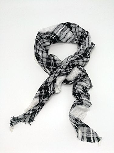 Wander Agio Womens Warm Long Shawl Winter Wraps Large Scarves Knit Cashmere Feel Plaid Triangle Scarf - color: Raw White Grey Colour 5