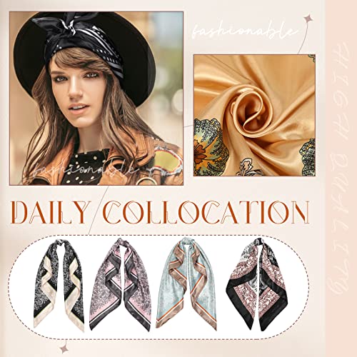 Hicarer 12 Pcs 35 Inch Satin Head Scarf Square Silk Like Neck Scarf Large Hair Scarf Silk Lightweight Hair Wrapping for Women - color: Elegant Style