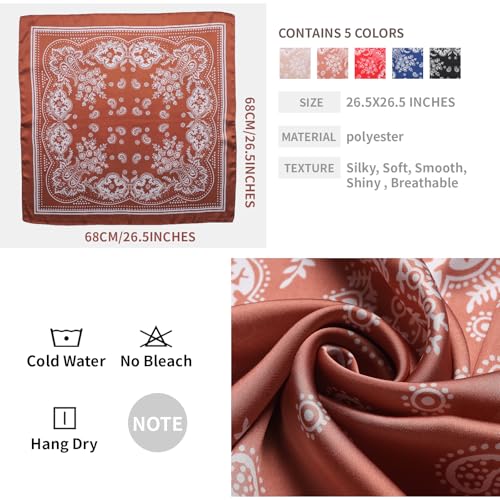 5/7Pcs Fashion Scarves for Women, Multifunctional Boho Scarves Headbands Satin Scarf for Bag Hair Accessories - color: Black & Red