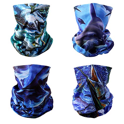 4 Headband Bandana Balaclava Half Face Mask Shield Head Hair Scarf Neck Gaiter Hat Multipurpose For WoMen Men Breathable Reusable Washable Tuna Swordfish Dolphin Shark - color: 4 Shark Tuna Dolphin Swordfish Mask