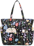 Bluboon Waterproof Beach Tote Pool Bags for Women Ladies Extra Large Carry On Bag With Wet Compartment for Weekender Travel - color: Black Butterfly-floral