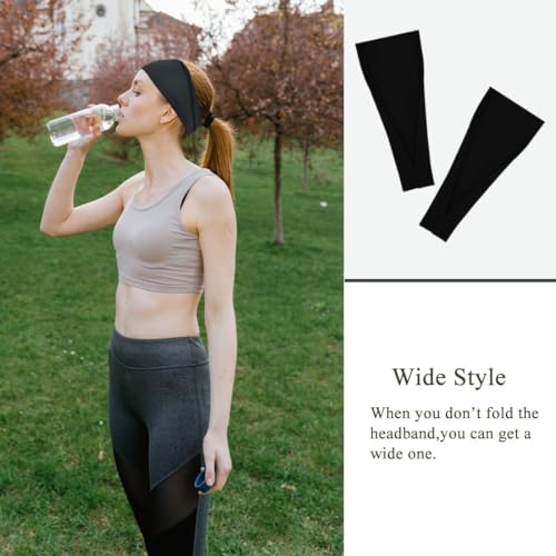 YONUF Fashion Headbands For Women Wide Headband Yoga Workout Head Bands Hair Accessories Black Band 6 Pack - color: Black
