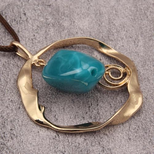 JAOYU Boho Necklace for Women Large Pendant Necklace Boho Long Choker Leather Gold Necklace Vintage Earthy Jewelry Trendy - style: Hippie Long Necklace