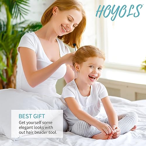 Hoyols 12pcs Quick Topsy Tail Hair Beader for Braiding Beads on Braids, Loop Threader and Braider for Kids Girls, Ponytail Hair Styling Maker Set of 12 - Black - color: 12pcs Black