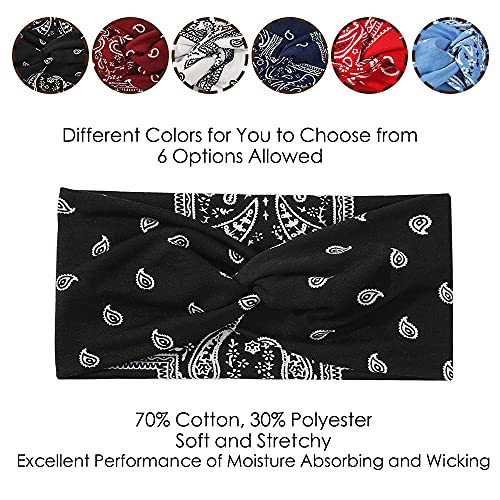 Artilady 6 Pack Wide Boho Headbands for Women - Soft Yoga Elastic Hair Bands for Girls Workout Running Sport Headwrap Non-slip Breathable (Leaf Pattern) - color: 6pcs Leaf Pattern