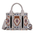 Wrangler Mini Aztec Tote Bag for Women Boho Small Top Handle Purse with Adjustable Strap - color: Boho Grey