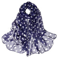 E-Clover Unique Fashion Women's Scarf Chiffon Sheer Scarves for Women Lightweight - color: Polka Dot-navy White