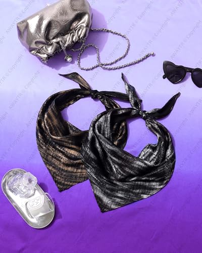 AWAYTR Y2K Hair Bandanas for Women Hair - 2Pcs Punk Head Wraps for Girls Hair Scarf Grunge Disco Head Cover - color: Wave (Black/Yellow)