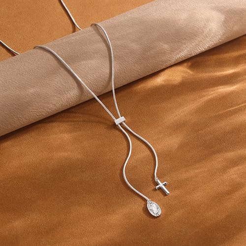 CHESKY Long Necklaces for Women, 14k Gold Plated/Streling Silver Lariat Necklace Dainty Statement Prom Necklace Rosary Cross Sun Drop Pendant Dangle Necklace Gold Prom Jewelry for Women Gifts - style: y necklace 11