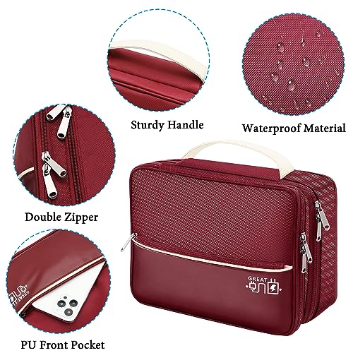 CILLA Electronic Organizer Travel Case, Travel Cord Organizer Case Portable Waterproof Cable Organizer Bag for Charger, Cord, USB, Power Bank, Earphone - color: zipper-wine