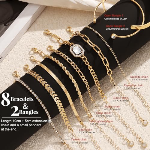 KISS WIFE Golden Jewelry Set for Women with Multi Layered Necklaces, Stackable Bracelets, Knuckle Rings, Hoop Earrings, Fashion Outfit Accessories Jewelry Packs Gifts for Women - style: Style 2