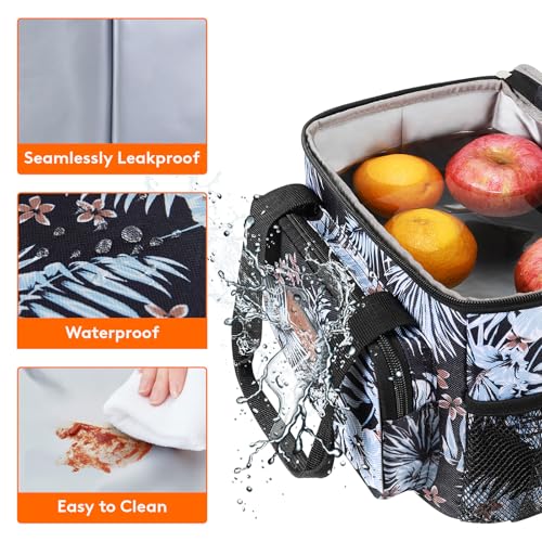 Lifewit Medium Lunch Bag, Insulated Lunch Box, Soft Cooler Cooling Tote for Adult Men Women, Flower 12-Can (9L) - color: Flower, size: Medium(9L)