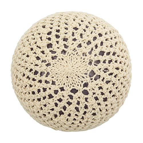 ZLYC Women Cotton Crochet Slouchy Beanie Hat Handmade Knit Summer Skull Cap - color: Flowers Beige