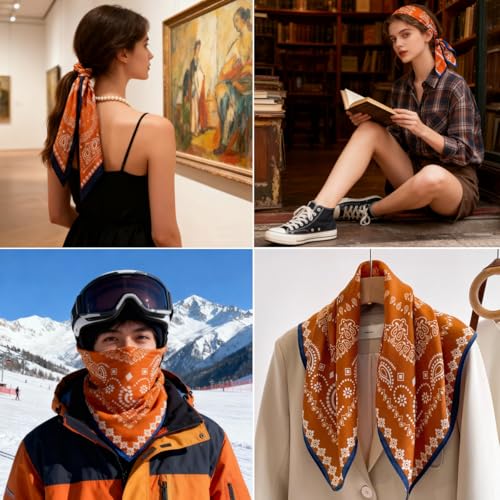 K-Elewon Women Medium Square Scarf Head Scarf Neck Scarf Hair Scarf Head Sleeping Wraps Bandana Scarfs for Women - color: V01