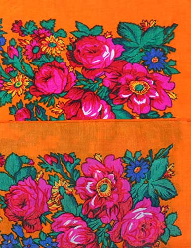 MJ SERECA Acrylic Bandana Printed Hair Scarf Square Ukrainian Head Scarf Floral Babushka Neck Scarf for Women 30"/42"/60" - color: 3 Pack-f 30"