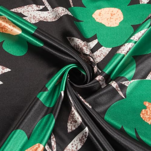 RIIQIICHY Head Scarf for Women Like Silk Scarf Hair Scarf Printed Square Scarf Bandanas for Women 35 Inches - color: Black/Red/Green/Gold