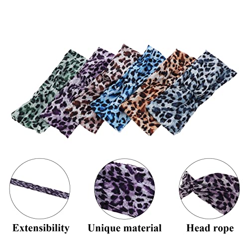 Woration Headband Yoga Leopard Print Cross Wide Elastic Headwear Head Wrap Hairband Twist Turban Knot Head wrap Hair Accessories for Women, Girls - Purple - color: Leopard E