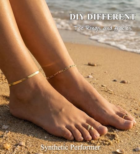 CASDAN 13Pcs Toe Rings and Ankle Bracelets for Women Silver Gold Layered Anklets Chain Adjustable Open Tail Toe Ring Beach Foot Jewelry for Summer - color: Gold,B