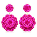Statement Beaded Drop Earrings for Women Layered Bead Dangle Earrings - color: Rose Red bead22