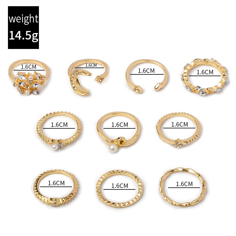 FUTIMELY Boho Retro Stackable Rings Sets for Women Knuckle Joint Finger Knuckle Nail Ring Sets Moon Stars Stack Preppy Statement Rings Cute Trendy Stuff Jewelry - style: G-7